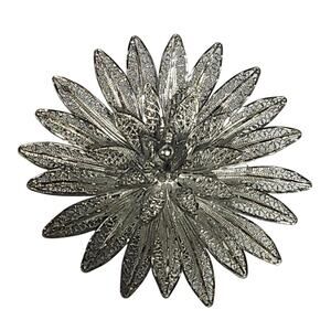 Vintage Van Lou Sterling Silver Filigree Flower Large Statement Pin Brooch